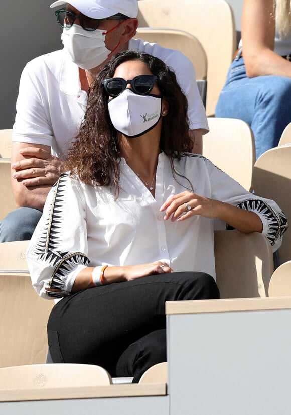 Xisca Perello, l'épouse de Rafael Nadal, assiste au 8e de finale opposant son mari à Jannik Sinner lors des internationaux de France de Tennis de Roland Garros 2021. Paris, le 7 juin 2021. © Dominique Jacovides/Bestimage