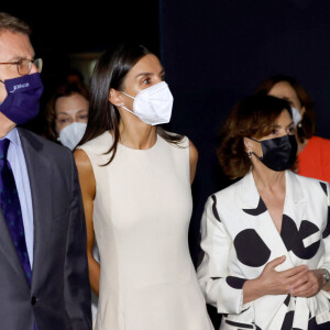 La reine Letizia d'Espagne inaugure l'exposition "Emilia Pardo Bazán. The challenge of modernity" à la bibliothèque nationale à Madrid, le 8 juin 2021.