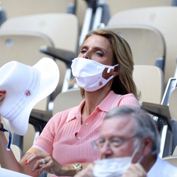 Sylvie Tellier dans les tribunes des Internationaux de France de Tennis de Roland Garros. Paris, le 10 juin 2021 © Dominique Jacovides / Bestimage