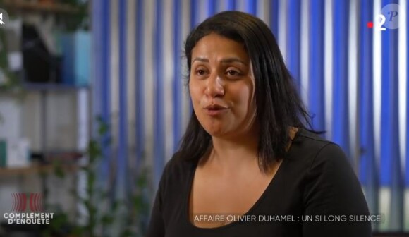 Aurore, la fille adoptive d'Olivier Duhamel, dans "Complément d'enquête" sur France 2.
