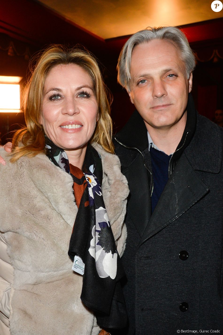 Exclusif - Mathilde Seigner et son compagnon Mathieu Petit - Représentation de la pièce "Pleins Feux" au théâtre Hébertot à Paris, les 6 et 7 février 2017. © Coadic Guirec/Bestimage