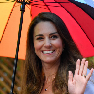 Catherine (Kate) Middleton, duchesse de Cambridge, arrive au palais de Kensington à Londres, Royaume Uni, le 18 juin 2021, pour une réception pour les parents d'utilisateurs d'un centre pour la petite enfance, le jour du lancement du Royal Foundation Centre for Early Childhood.