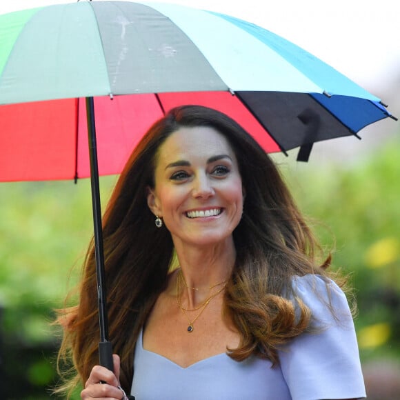 Catherine (Kate) Middleton, duchesse de Cambridge, arrive au palais de Kensington à Londres, Royaume Uni, le 18 juin 2021, pour une réception pour les parents d'utilisateurs d'un centre pour la petite enfance, le jour du lancement du Royal Foundation Centre for Early Childhood.