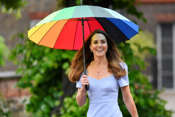 Catherine (Kate) Middleton, duchesse de Cambridge, arrive au palais de Kensington à Londres, Royaume Uni, le 18 juin 2021, pour une réception pour les parents d'utilisateurs d'un centre pour la petite enfance, le jour du lancement du Royal Foundation Centre for Early Childhood.