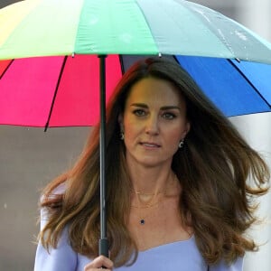 Catherine (Kate) Middleton, duchesse de Cambridge, arrive au palais de Kensington à Londres, Royaume Uni, le 18 juin 2021, pour une réception pour les parents d'utilisateurs d'un centre pour la petite enfance, le jour du lancement du Royal Foundation Centre for Early Childhood.