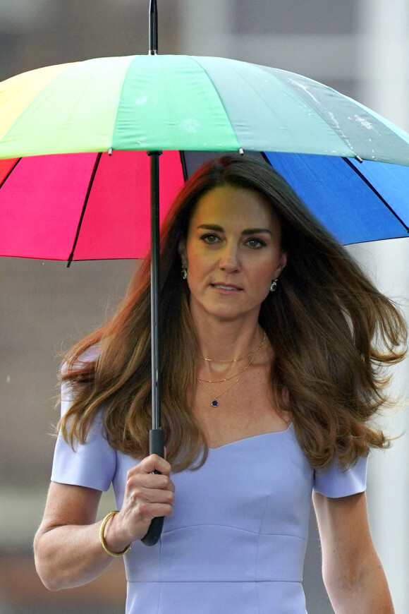 Catherine (Kate) Middleton, duchesse de Cambridge, arrive au palais de Kensington à Londres, Royaume Uni, le 18 juin 2021, pour une réception pour les parents d'utilisateurs d'un centre pour la petite enfance, le jour du lancement du Royal Foundation Centre for Early Childhood.