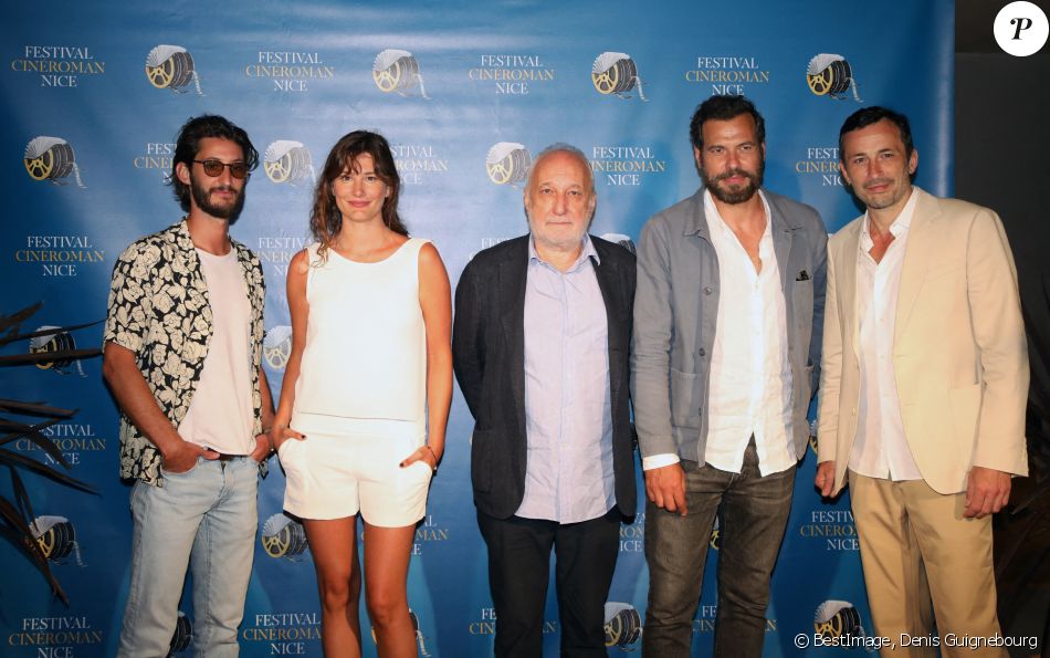 Pierre Niney, Alice Pol, François Berléand, Laurent Lafitte et Michaël Cohen lors de la première du film "L'origine du monde" de L. Lafitte dans le cadre du Festival "Ciné Roman" au Pathé Gare du Sud à Nice le 18 Juin 2021. © Denis Guignebourg/Bestimage
