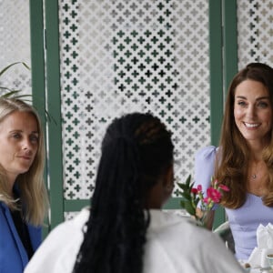 Catherine (Kate) Middleton, duchesse de Cambridge, arrive au palais de Kensington à Londres, Royaume Uni, le 18 juin 2021, pour une réception pour les parents d'utilisateurs d'un centre pour la petite enfance, le jour du lancement du Royal Foundation Centre for Early Childhood.