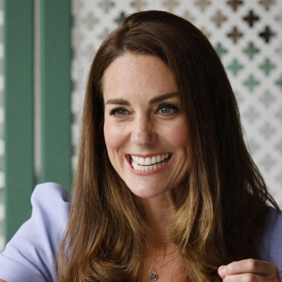 Catherine (Kate) Middleton, duchesse de Cambridge, arrive au palais de Kensington à Londres, Royaume Uni, le 18 juin 2021, pour une réception pour les parents d'utilisateurs d'un centre pour la petite enfance, le jour du lancement du Royal Foundation Centre for Early Childhood.