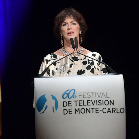 Anny Duperey durant la cérémonie des Nymphes d'Or du 60eme Festival de Télévision de Monte-Carlo dans la salle des Princes du Grimaldi Forum à Monaco, le 22 juin 2021. Cette année, un bon nombre de récompensés ne pouvant être présents à cause des restrictions sanitaires appliquées pour les déplacements à l'étranger, seront sur scène en mode "hologramme". © Bruno Bebert / Bestimage 