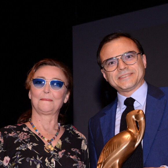 Catherine Frot et Bertrand Burgalat ("Les Apparences") - Cérémonie de clôture du 7 ème Festival de cinéma et musique de film de La Baule, le 26 juin 2021.