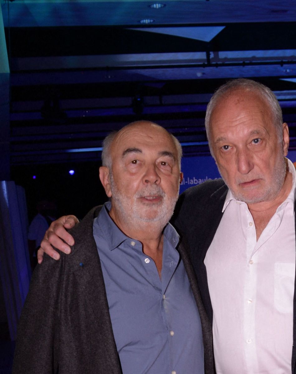 Gérard Jugnot, prix du public pour le film "Le petit Piaf" et François Bérleand, président du jury - Cérémonie de clôture du 7 ème Festival de cinéma et musique de film de La Baule, le 26 juin 2021.