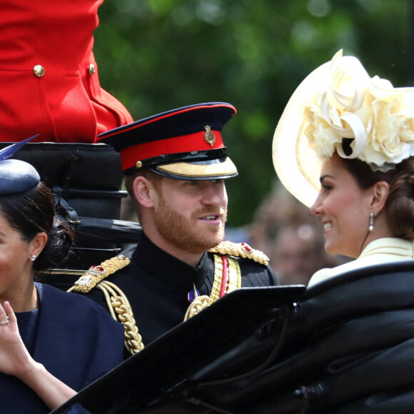 Le prince Harry, duc de Sussex, et Meghan Markle, duchesse de Sussex - La parade Trooping the Colour 2019, célébrant le 93ème anniversaire de la reine Elisabeth II, au palais de Buckingham, Londres, le 8 juin 2019.