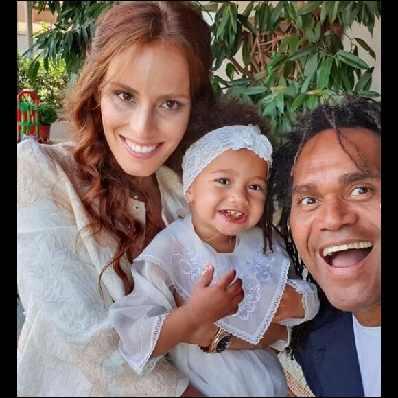 Christian Karembeu et son épouse Jackie Chamoun Karembeu ont célébré le baptême de leur fille Alessia, à Beyrouth. Juin 2021.