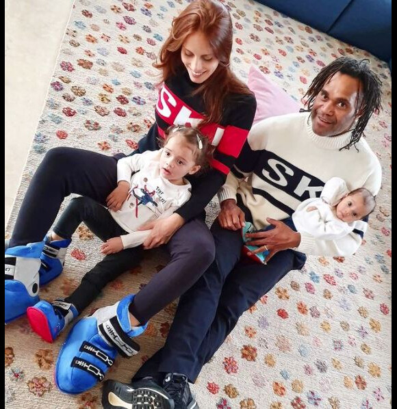 Christian Karembeu, son épouse Jackie Chamoun Karembeu et leurs filles Gaïa et Alessia. Mars 2020.
