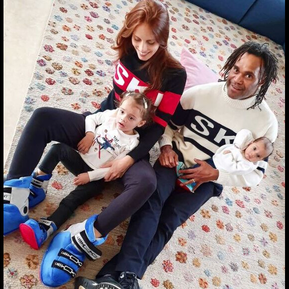 Christian Karembeu, son épouse Jackie Chamoun Karembeu et leurs filles Gaïa et Alessia. Mars 2020.