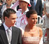 La princesse Stéphanie et son fils Louis Ducruet - Mariage religieux du prince Albert et Charlene Wittstock à Monaco, le 2 juillet 2011.