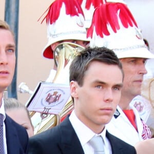 Andrea et Pierre Casiraghi, Louis Ducruet et Charlotte Casiraghi, les princesses Stéphanie et Caroline de Monaco - Mariage civil du prince Albert et Charlene Wittstock à Monaco, le 1er juillet 2011.