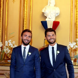 Mariage civil de Christophe Beaugrand et de Ghislain Gerin à Paris le 25 juillet 2018. © Dominique Jacovides/Bestimage