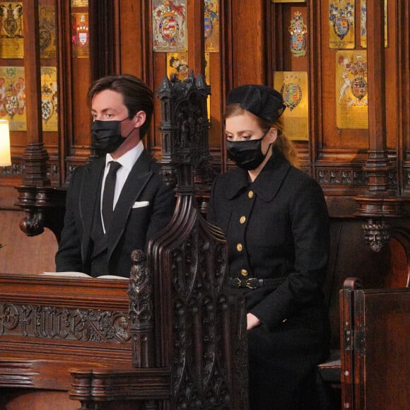 La princesse Beatrice d'York et Edoardo Mapelli Mozzi - Funérailles du prince Philip, duc d'Edimbourg à la chapelle Saint-Georges du château de Windsor, Royaume Uni, le 17 avril 2021.