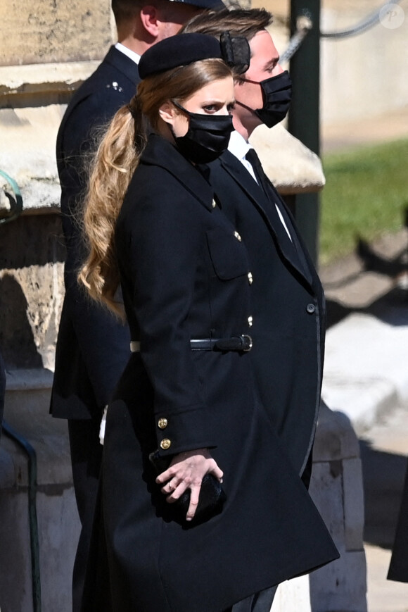 La princesse Beatrice d'York - Arrivées aux funérailles du prince Philip, duc d'Edimbourg à la chapelle Saint-Georges du château de Windsor, le 17 avril 2021.