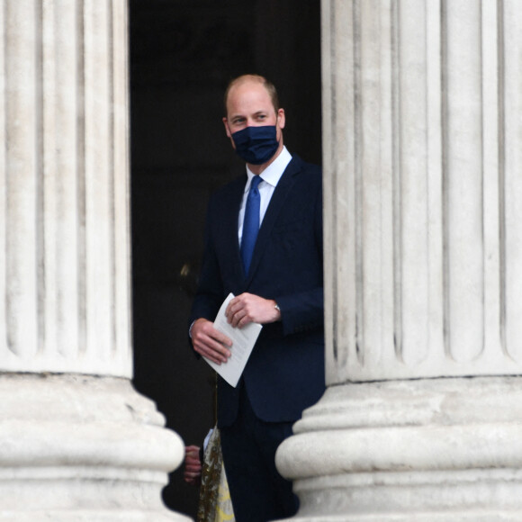 Le prince William, duc de Cambridge, assiste au 73 ème anniversaire du National Health Service à la cathédrale St Paul à Londres, le 5 juillet 2021, sans Kate Middleton, duchesse de Cambridge, qui s'est mise à l'isolement en étant cas contact du coronavirus (Covid-19). Le Premier ministre britannique, Boris Johnson était également présent à la cérémonie en l'honneur du système de santé publique au Royaume-Uni.