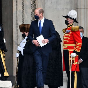 Le prince William, duc de Cambridge, assiste au 73 ème anniversaire du National Health Service à la cathédrale St Paul à Londres, le 5 juillet 2021, sans Kate Middleton, duchesse de Cambridge, qui s'est mise à l'isolement en étant cas contact du coronavirus (Covid-19). Le Premier ministre britannique, Boris Johnson était également présent à la cérémonie en l'honneur du système de santé publique au Royaume-Uni.