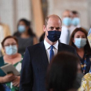 Le prince William, duc de Cambridge, assiste au 73 ème anniversaire du National Health Service à la cathédrale St Paul à Londres, le 5 juillet 2021, sans Kate Middleton, duchesse de Cambridge, qui s'est mise à l'isolement en étant cas contact du coronavirus (Covid-19). Le Premier ministre britannique, Boris Johnson était également présent à la cérémonie en l'honneur du système de santé publique au Royaume-Uni.