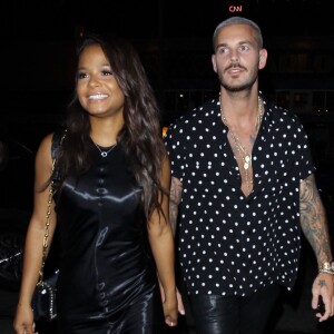 M. Pokora et sa compagne Christina Milian fêtent leurs anniversaires respectifs avec leurs amis au restaurant "Beauty & Essex" à Los Angeles.