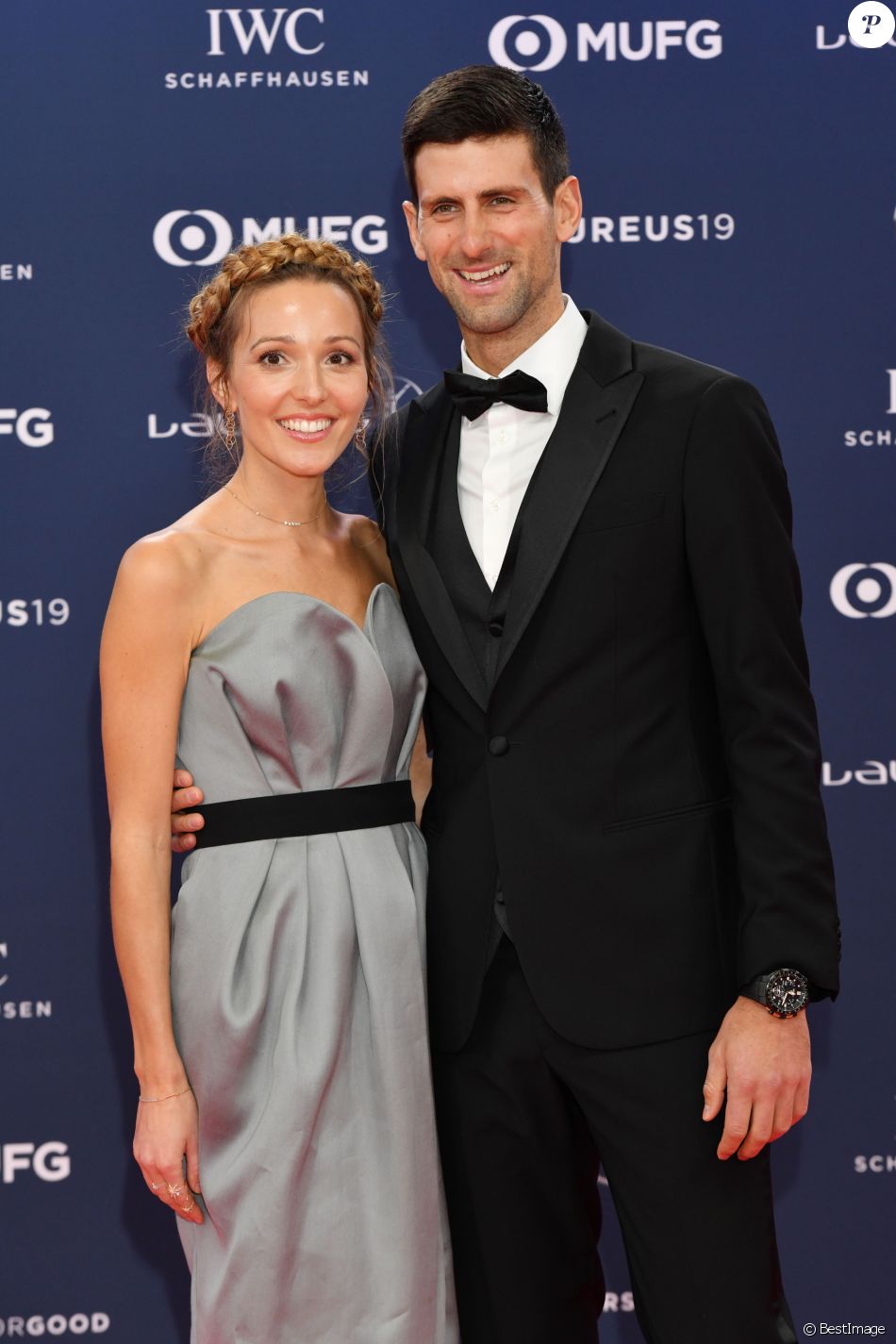 Jelena Djokovic et son mari Novak Djokovic - Les célébrités posent sur le tapis rouge lors de la soirée des "Laureus World sports Awards" à Monaco le 18 février, 2019.