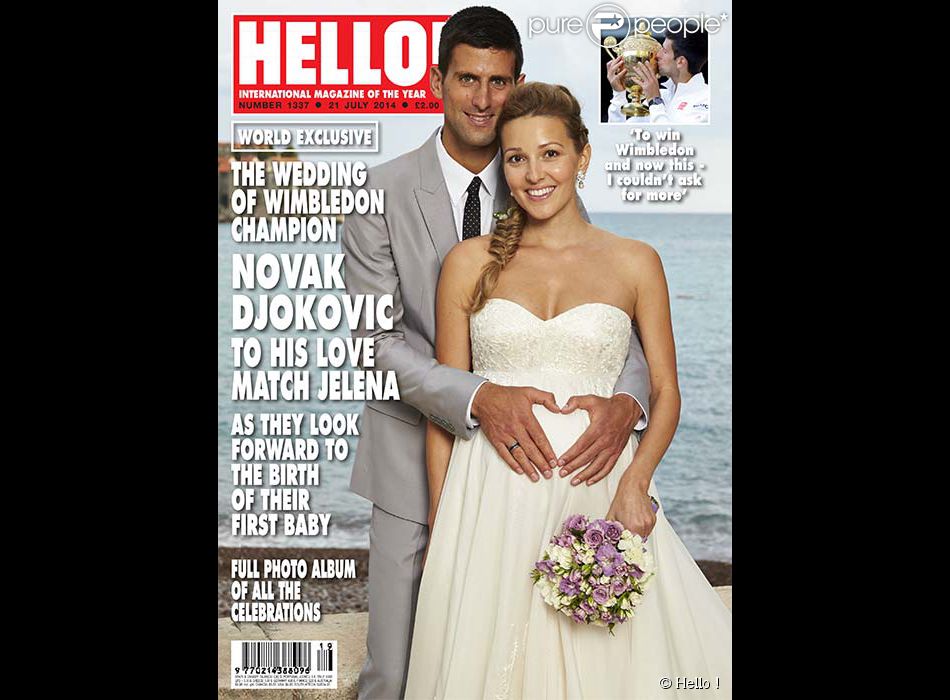 Novak Djokovic et Jelena Ristic mariés et en une du magazine Hello! du 21 juillet 2014