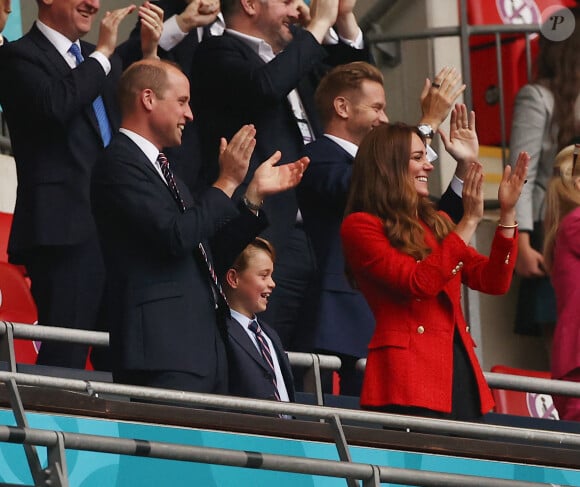 Prince William, the Duchess of Cambridge and Prince George celebrate Raheem Sterling's goal. England v Germany at Wembley. Euro2020 Round of 16. Photo by Richard Pelham/The Sun/News Licensing/ABACAPRESS.COM 