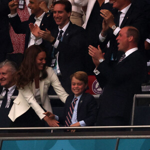 Kate Middleton, le prince William et leur fils le prince George lors de la finale de l'Euro 2021 opposant l'Angleterre à l'Italie à Wembley. Le 11 juillet 2021. Photo by Richard Pelham/The Sun/News Licensing/ABACAPRESS.COM