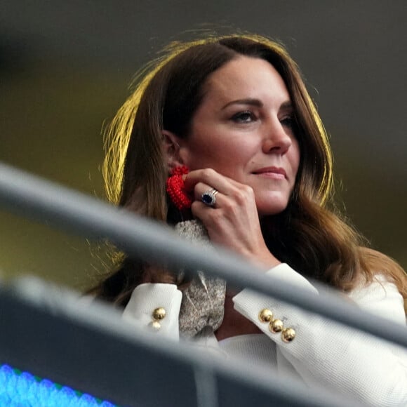 Kate Middleton lors de la finale de l'Euro 2021 opposant l'Angleterre à l'Italie à Wembley. Le 11 juillet 2021. Photo by Richard Pelham/The Sun/News Licensing/ABACAPRESS.COM