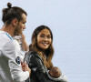 Gareth Bale, sa femme Emma Rhys-Jones et leurs enfants Alba Violet, Nava Valentina et le petit dernier Axel Charles fêtent leur victoire en ligue des Champions à Madrid devant leur public le 27 mai 2018.