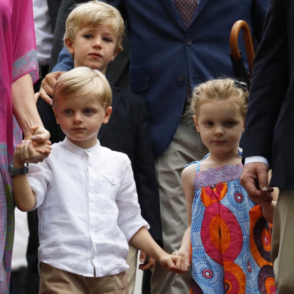 Le prince héréditaire Jacques, la princesse Gabriella durant le traditionnel Pique-nique des monégasques au parc princesse Antoinette à Monaco le 6 septembre 2019. © Claudia Albuquerque/Bestimage