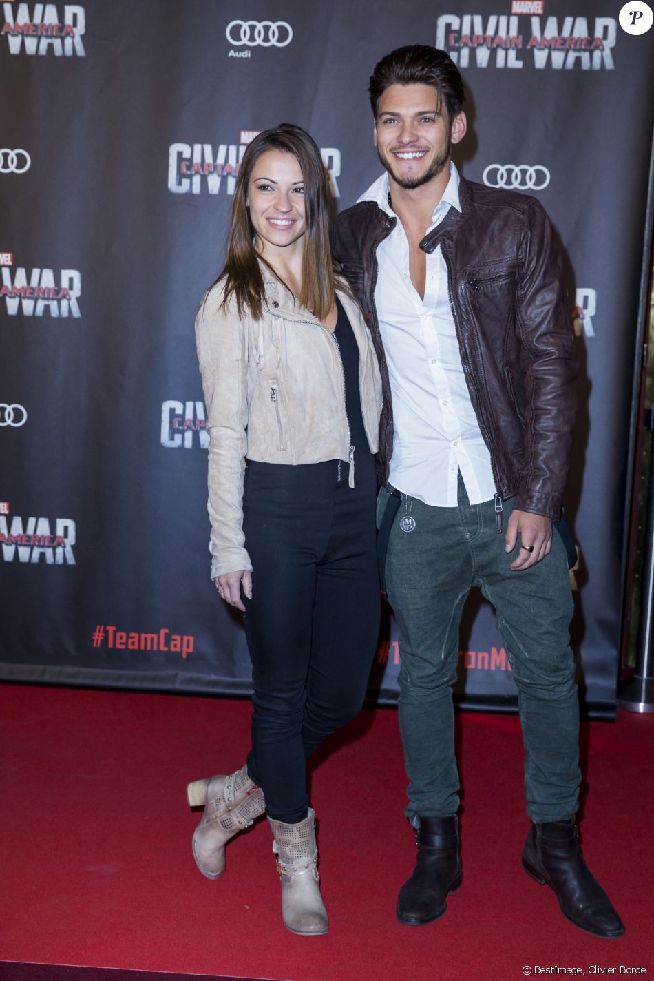 Rayane Bensetti et sa compagne Denitsa Ikonomova - Avant-première du film "Captain America : Civil War" au Grand Rex à Paris, le 18 avril 2016. © Olivier Borde/Bestimage