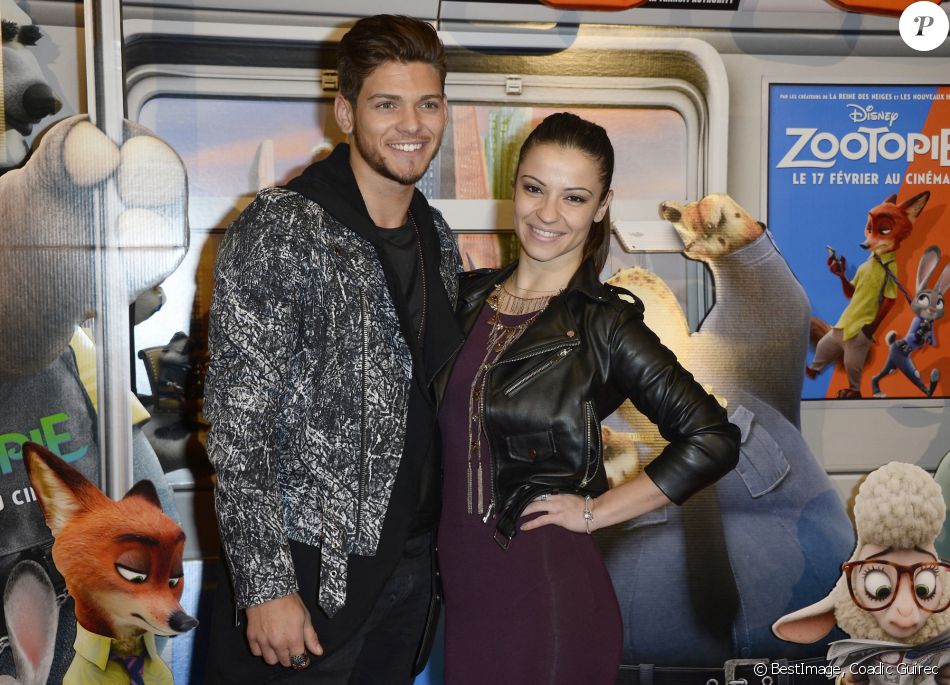 Rayane Bensetti et sa compagne Denitsa Ikonomova - Avant-première du film "Zootopie" au cinéma Gaumont Marignan à Paris, le 28 janvier 2016. © Coadic Guirec/Bestimage