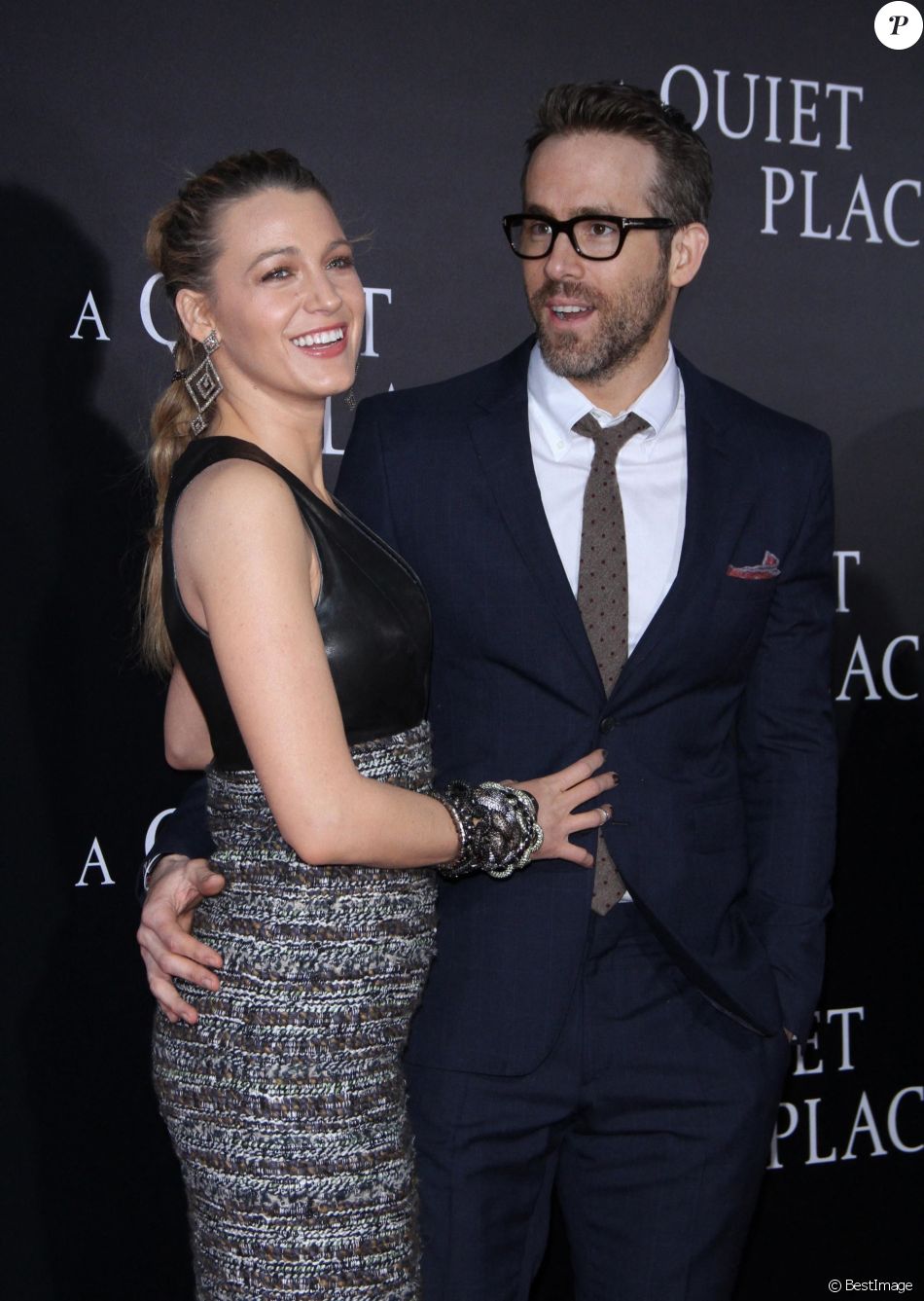 Blake Lively, son mari Ryan Reynolds - Première de "Sans un bruit" au Loews Lincoln Square à New York. Le 2 avril 2018.