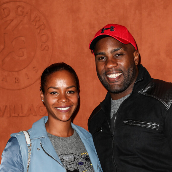 Teddy Riner, sa compagne Luthna Plocus au village lors des internationaux de tennis de Roland Garros 2019 à Paris, France, le 5 juin 2019. © Jacovides-Moreau / Bestimage