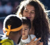 Exclusif - Noura El Shwekh, la femme de Jo-Wilfried Tsonga et leur fils Sugar dans les tribunes du tournoi de tennis Rolex Paris Masters à l'AccorHotels Arena à Paris.