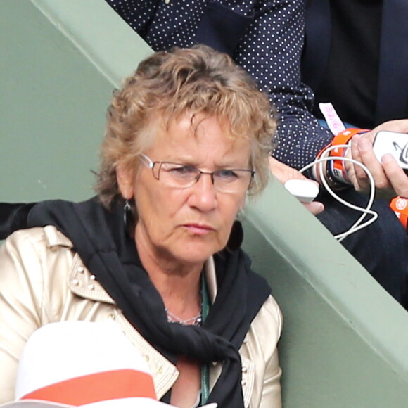 Jean-Luc Reichmann et sa compagne Nathalie aux Internationaux de France de tennis de Roland Garros à Paris le 1er juin 2014.