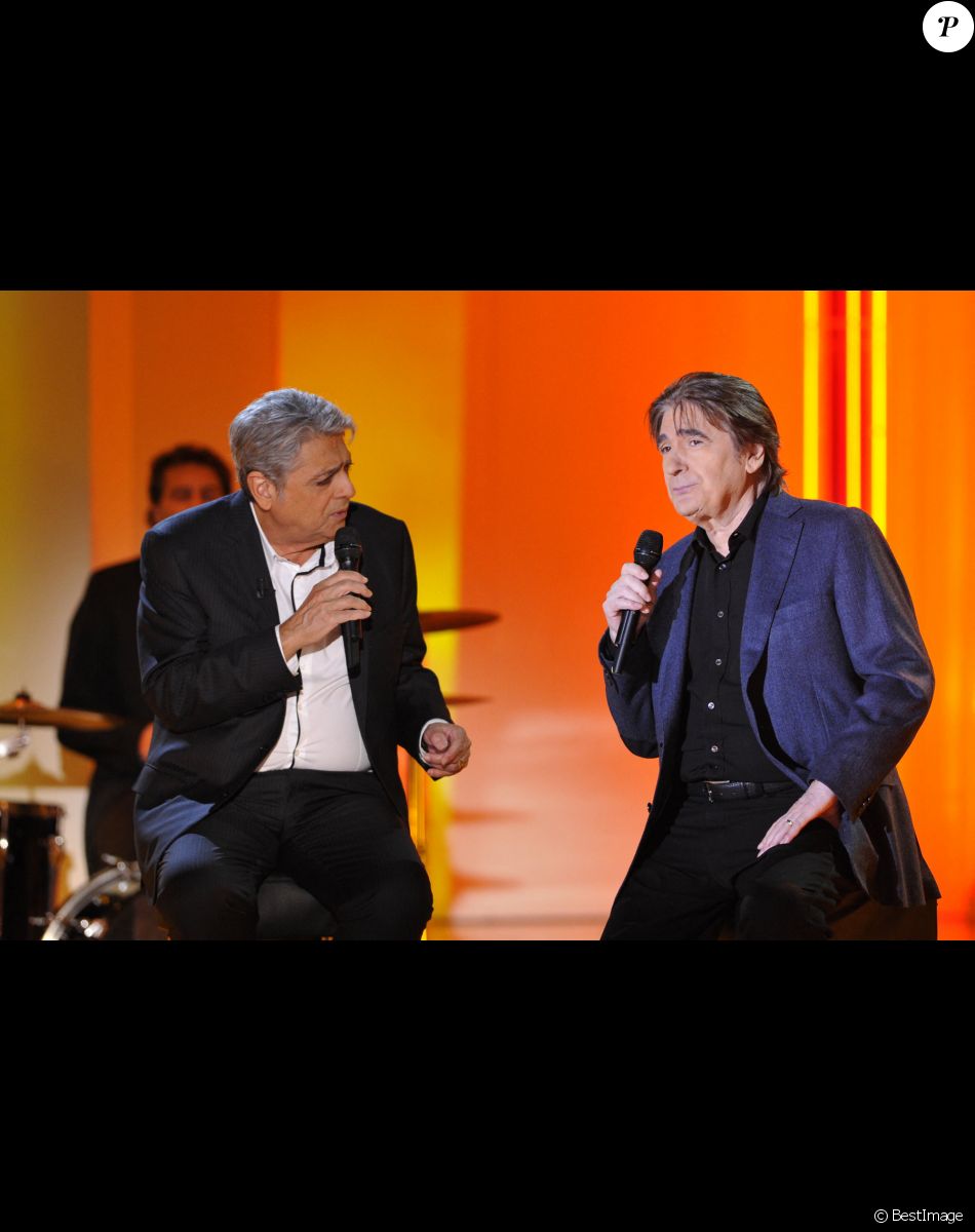 Enrico Macias, Serge Lama - Enregistrement de l' emission " Vivement Dimanche " a Paris le 21 Novembre 2012.