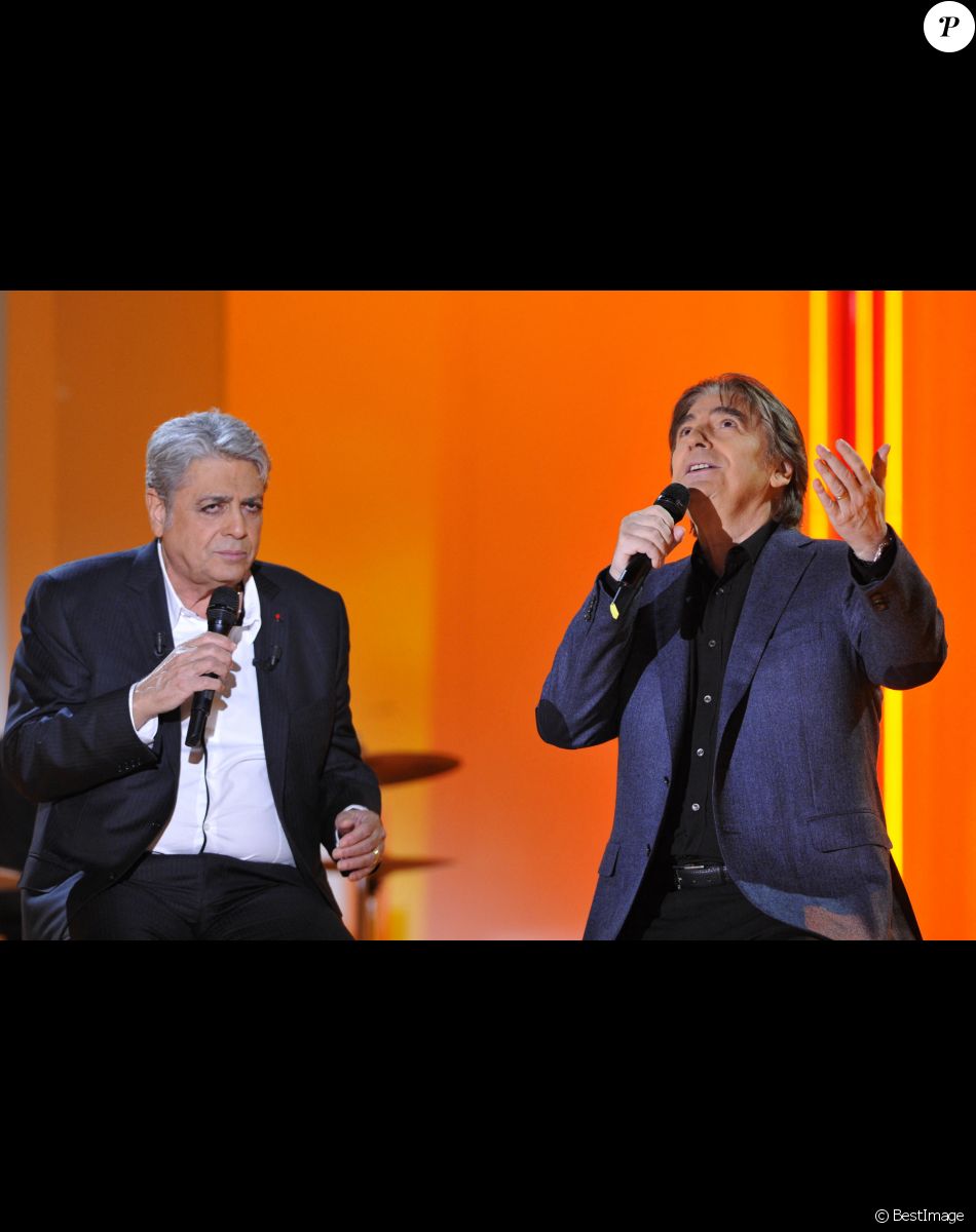 Enrico Macias, Serge Lama - Enregistrement de l' emission " Vivement Dimanche " a Paris le 21 Novembre 2012.