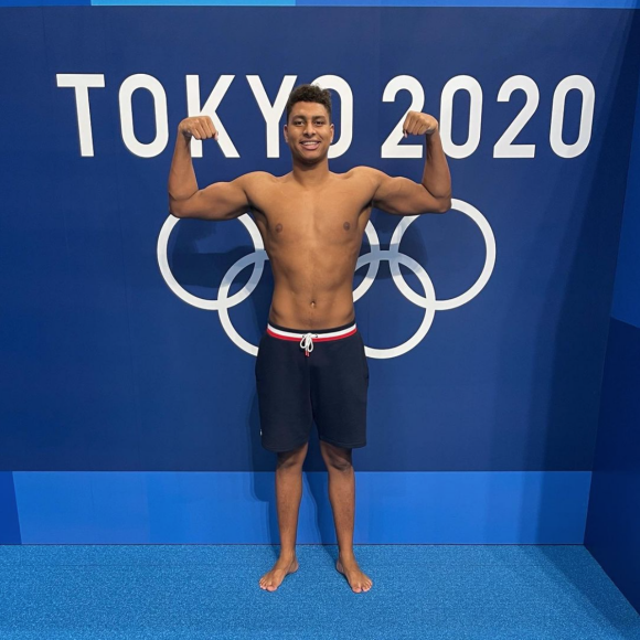 Le nageur français Yohann Ndoye Brouard à Tokyo pour les Jeux Olympiques. Juillet 2021.