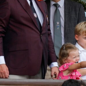 Le prince Albert II de Monaco, Kaia-Rose Wittstock, Bodie Wittstock, le prince Jacques et la princesse Gabriella - Dernière journée du World Rugby Sevens Repechage tournament au Stade Louis II le 20 juin 2021. © Claudia Albuquerque / Bestimage