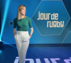 Isabelle Ithurburu sur le plateau de l'émission Jour De Rugby. Mai 2021.