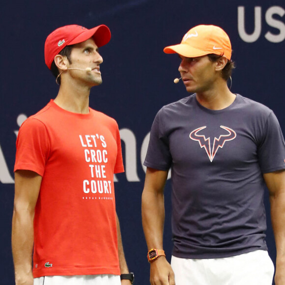 Novak Djokovic et Rafael Nadal - Les joueurs de tennis participent au "Arthur Ashe Kids' Day" à New York avant l'US Open de tennis.