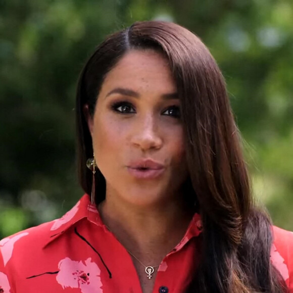 Meghan Markle, s'adresse dans un message vidéo à l'assistance du concert caritatif Vax Live à Los Angeles, le 8 mai 2021.