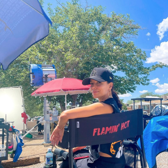 Eva Longoria en tournage. Juillet 2021.